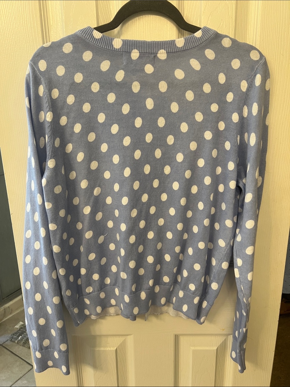 Liz Claiborne Light Blue and White Polka Dot Cardigan - Picture 2 of 2